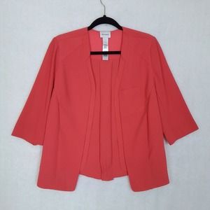 Chicos Womens Open Front Casual Jacket Blazer Size S‎ (0) 3/4 Sleeve Coral Pink